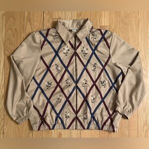 Vintage Alfred Dunner 80s Floral Patterned Zip Up Women’s Jacket, Size 14